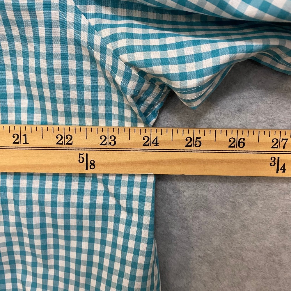 LL BEAN Mens Large Button Down Shirt Blue White Gingham Cotton Wrinkle Resistant - Picture 5 of 7